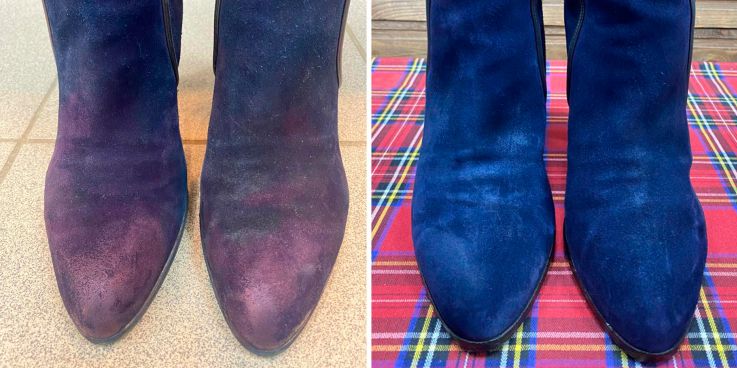 До и после: Чистка сапогов от реагентов с обновлением цвета